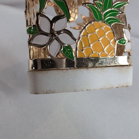 Bath & Body Works Pineapple Plumeria Soap Holder Gold White Summer Flowers - Picture 12 of 13